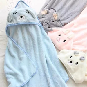 Cute Cartoon Hooded Coral Fleece Baby Towel
