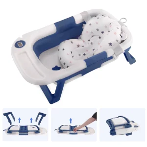 0-36 Months Portable Baby Bathtub with Soft Cushion & Thermometer
