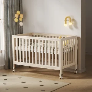 11-in-1 Convertible Baby Crib With Removable Wheels, Washed Natural, 4 Mattress Heights