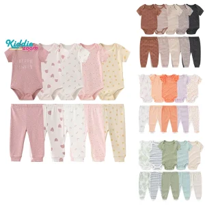 Kiddiezoom 10 Pcs Four Seasons Unisex Baby Soft Bodysuits+Pants Outfit