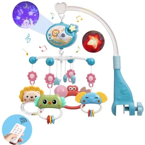 Remote Control Musical Baby Crib Mobile with Light Projection for Infants 0-6 Months