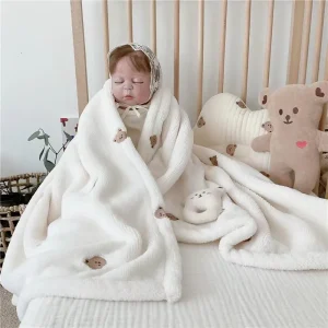 Fleece Baby Blanket Bear Embroidery